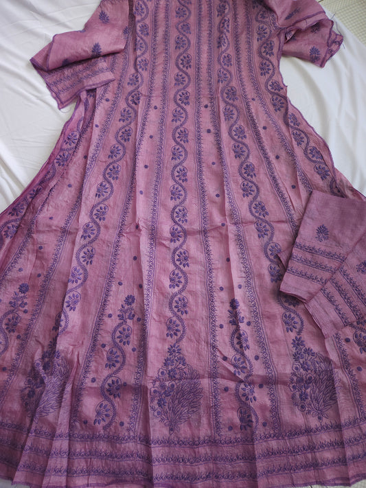 Tussar Silk 2-Piece Anarkali Set