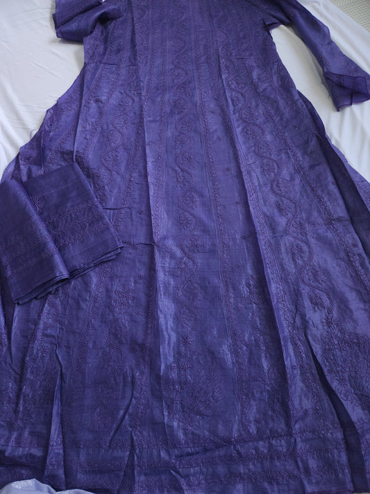 Tussar Silk 2-Piece Anarkali Set