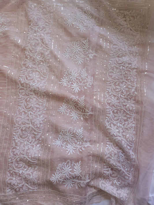 Organza Silk Saree (Hazelnut)