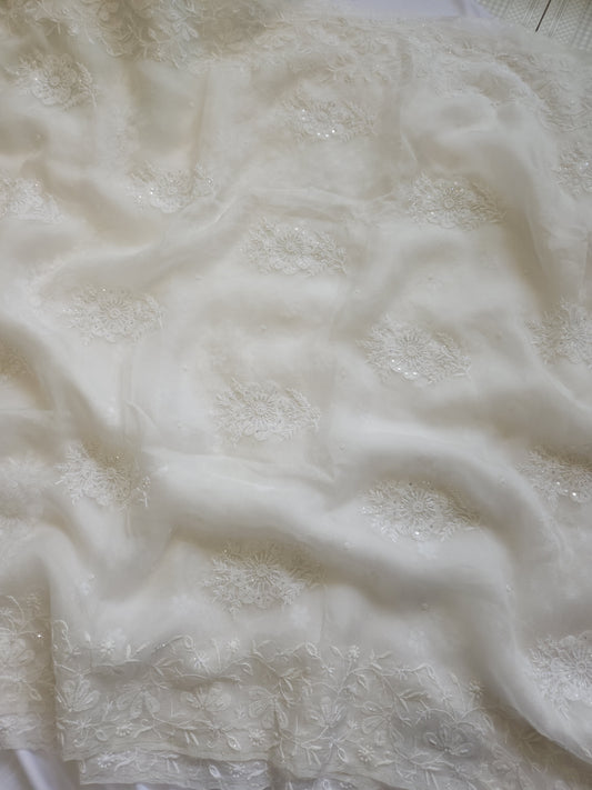 Organza Silk Saree (Undyed White)