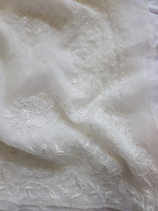 Organza Silk Saree (Undyed White)
