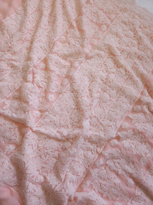 Semi Georgette Saree (Peach)