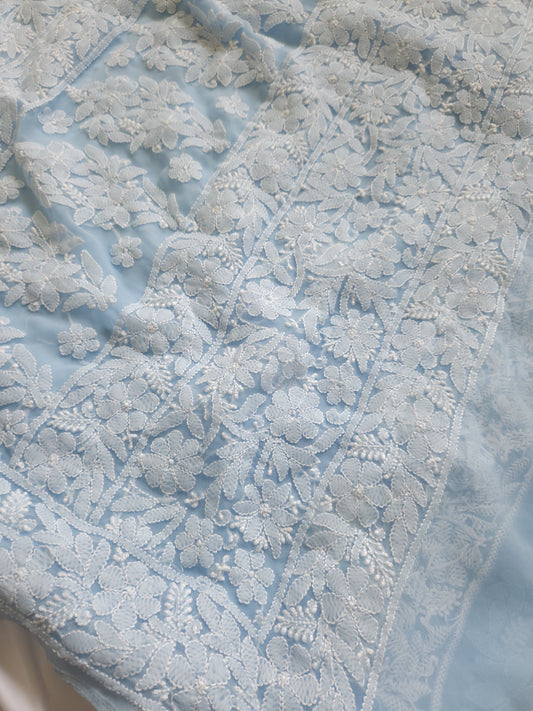 Semi Georgette Sarees (Ice Blue)