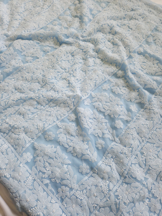 Semi Georgette Sarees (Ice Blue)