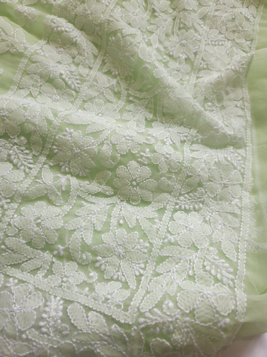 Semi Georgette Saree (Sea Green)