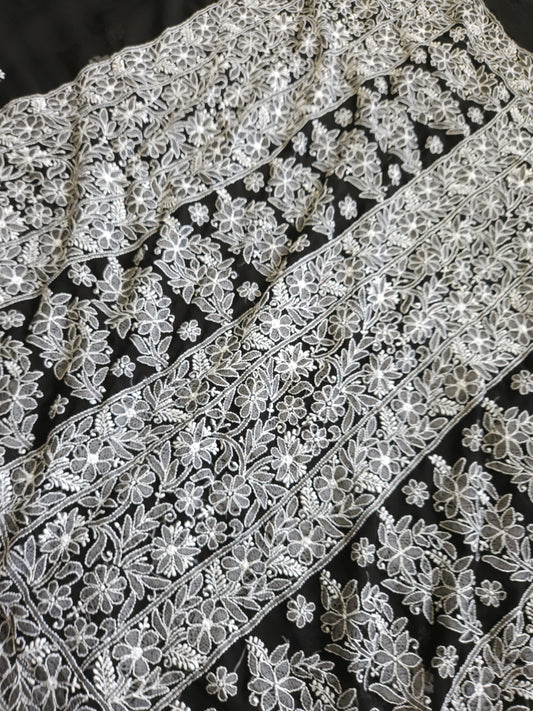 Semi Georgette Saree (Black)