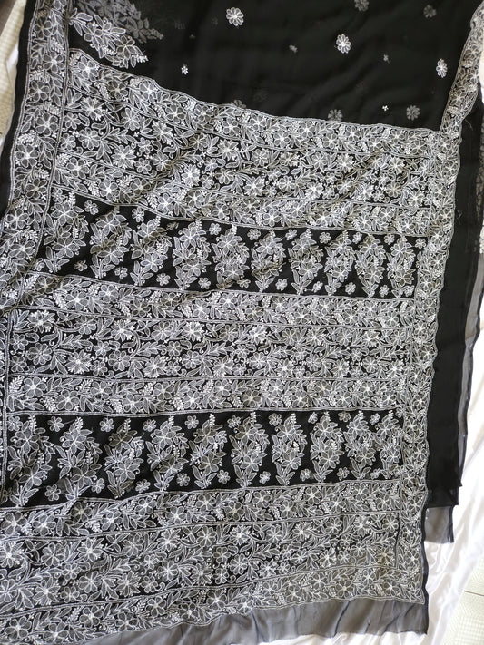 Semi Georgette Saree (Black)