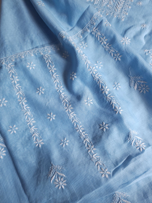 Maheshwari Chanderi 2-Piece Set (Blue)