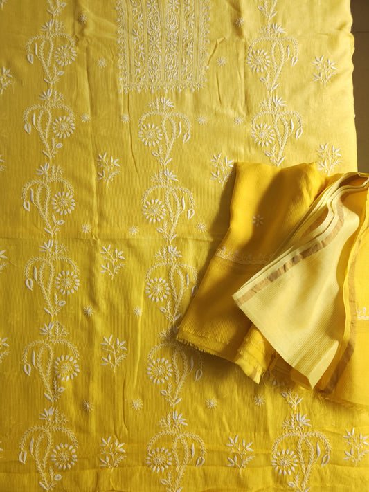 Maheshwari Chanderi 2-Piece Set (Mango Yellow)