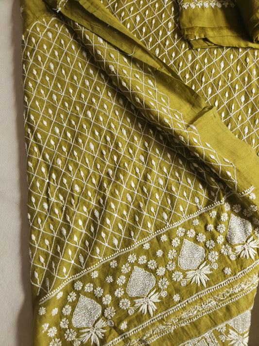 Malmal Chanderi 2-Piece Set (Mehendi Green)