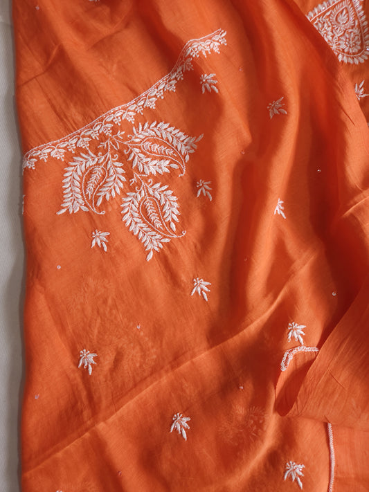 Malmal Chanderi 2-Piece Set (Orange)
