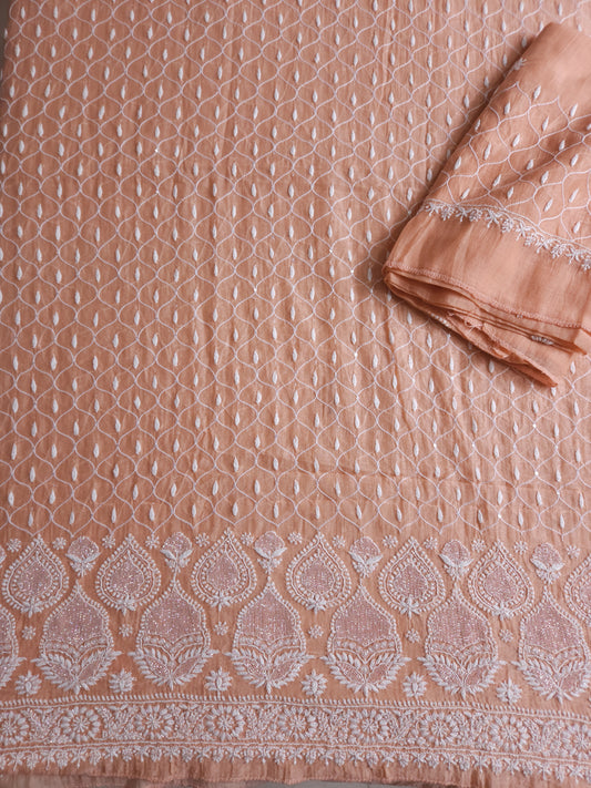 Malmal Chanderi 2-Piece Set (Peach)