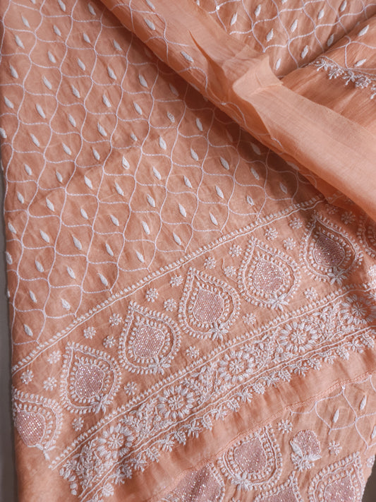 Malmal Chanderi 2-Piece Set (Peach)