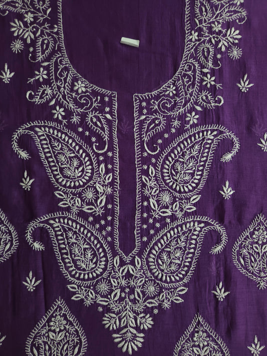 Malmal Chanderi 2-Piece Set (Dark Lavender)