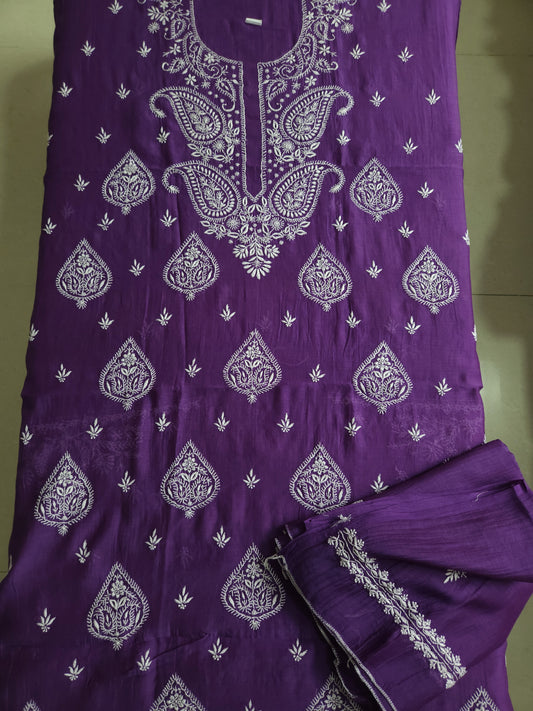 Malmal Chanderi 2-Piece Set (Dark Lavender)
