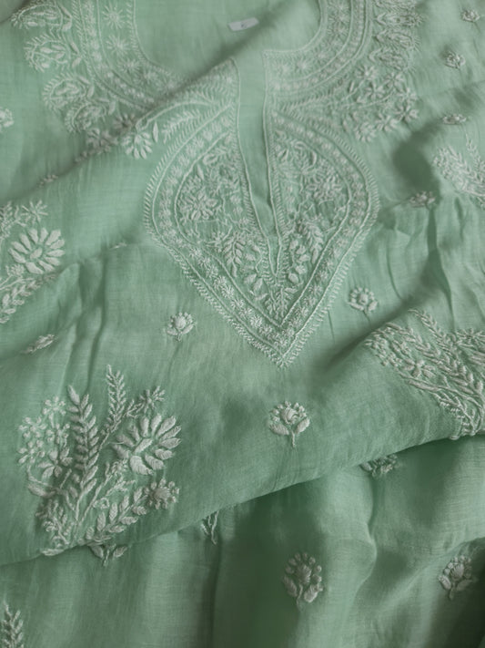 Malmal Chanderi 2-Piece Set (Spanish Green)