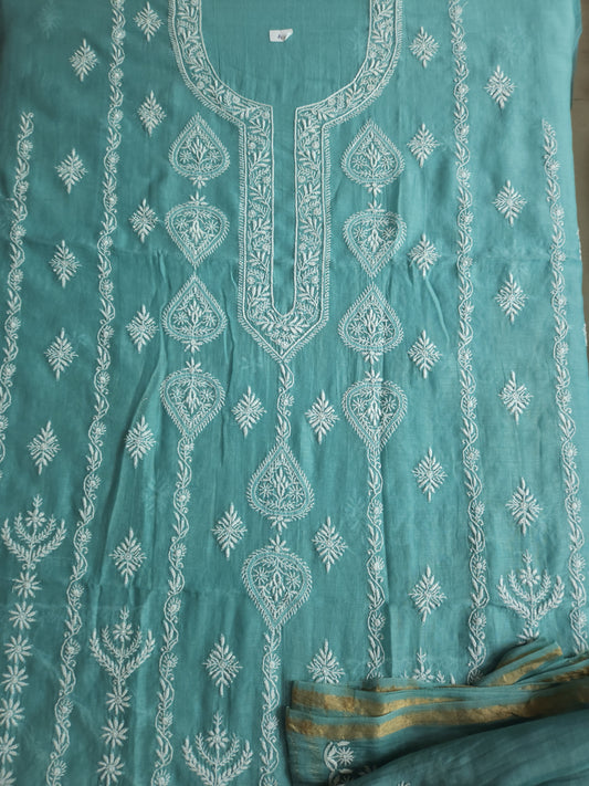 Malmal Chanderi 2-Piece Set (Dusty Teal)