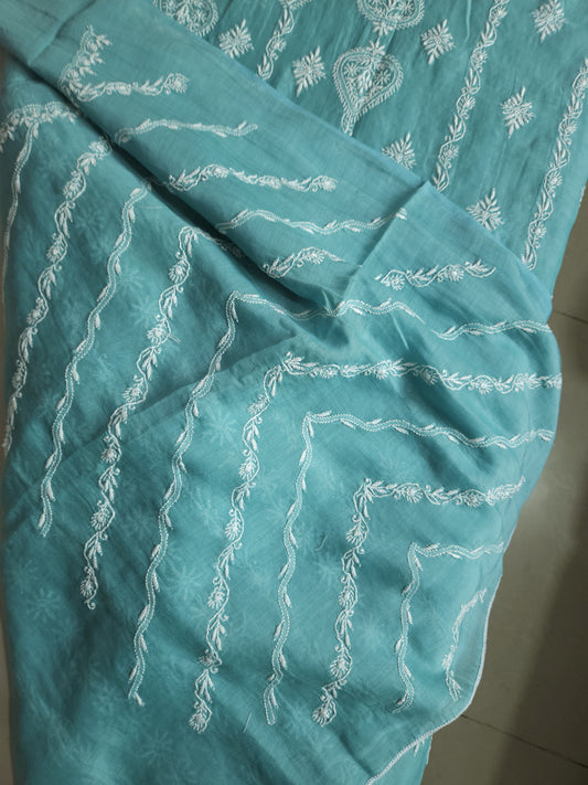 Malmal Chanderi 2-Piece Set (Dusty Teal)