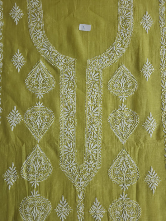 Malmal Chanderi 2-Piece Set (Olive Green)