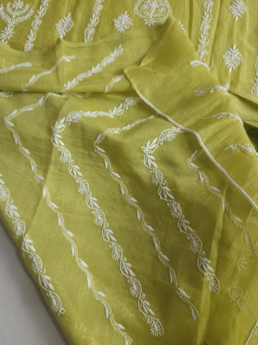 Malmal Chanderi 2-Piece Set (Olive Green)