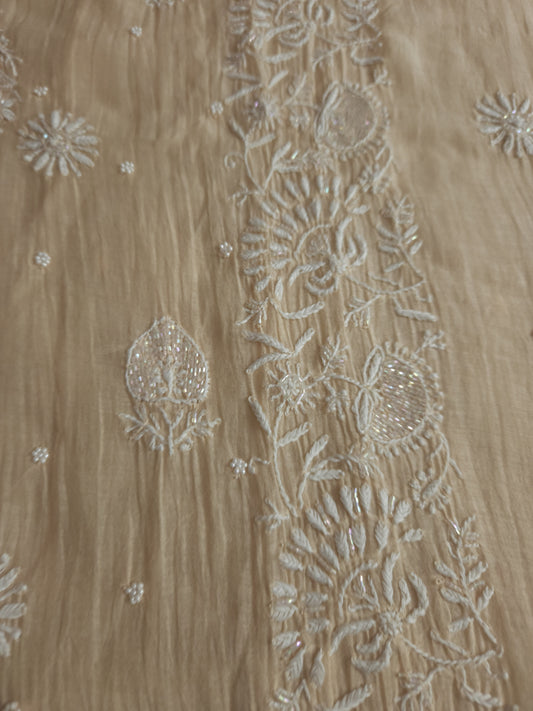 Malmal Chanderi Kaftan (Light Brown)