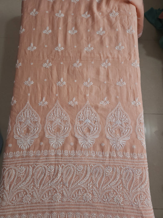 Malmal Chanderi Saree (Peach)