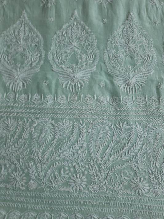 Malmal Chanderi Saree (Sea Green)