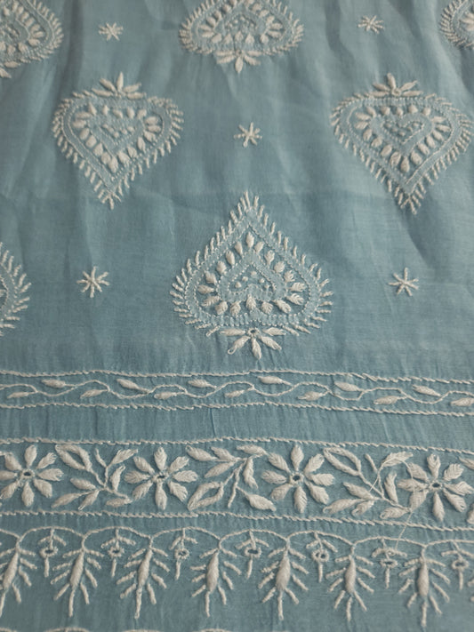 Malmal Chanderi Saree (Ice Blue)