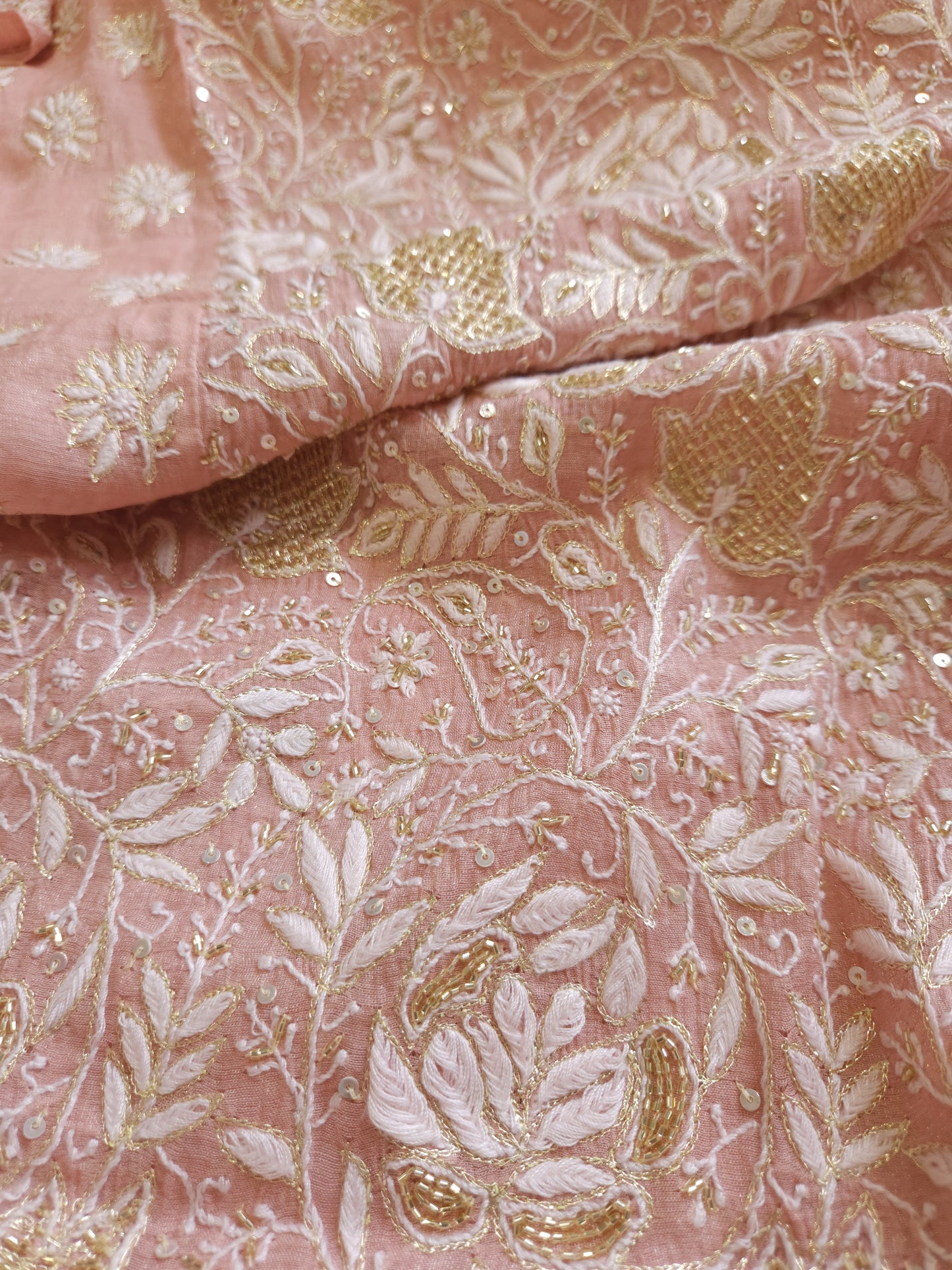 Pure Zari Tissue 2-Piece Set (Peach)