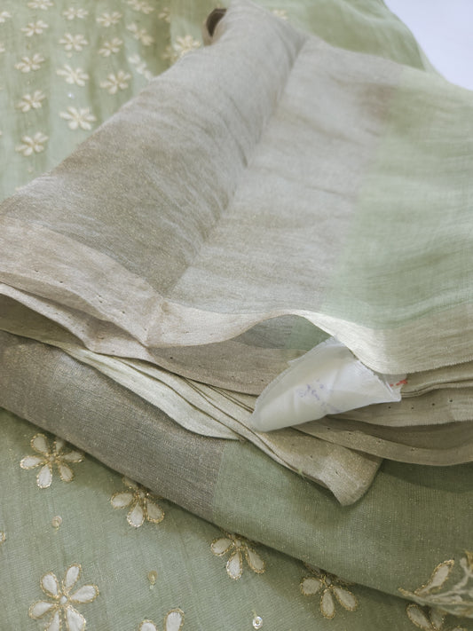Pure Zari Tissue 2-Piece Set (Sage Green)