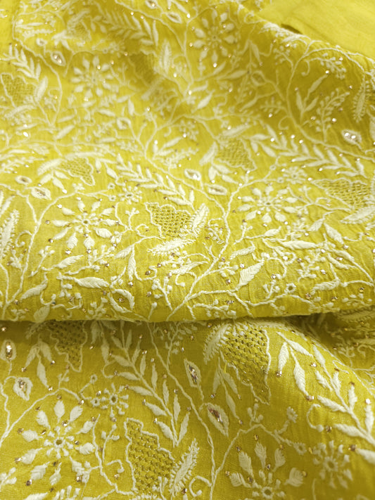Pure Zari Tissue 2-Piece Set (Yellow)