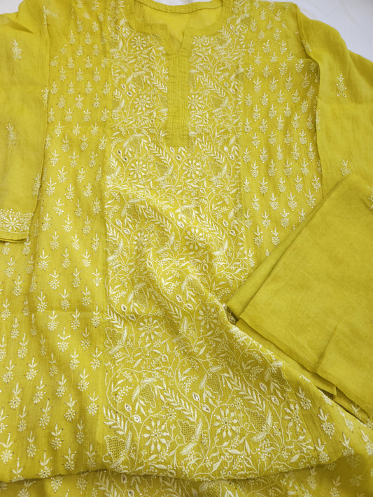 Pure Zari Tissue 2-Piece Set (Yellow)