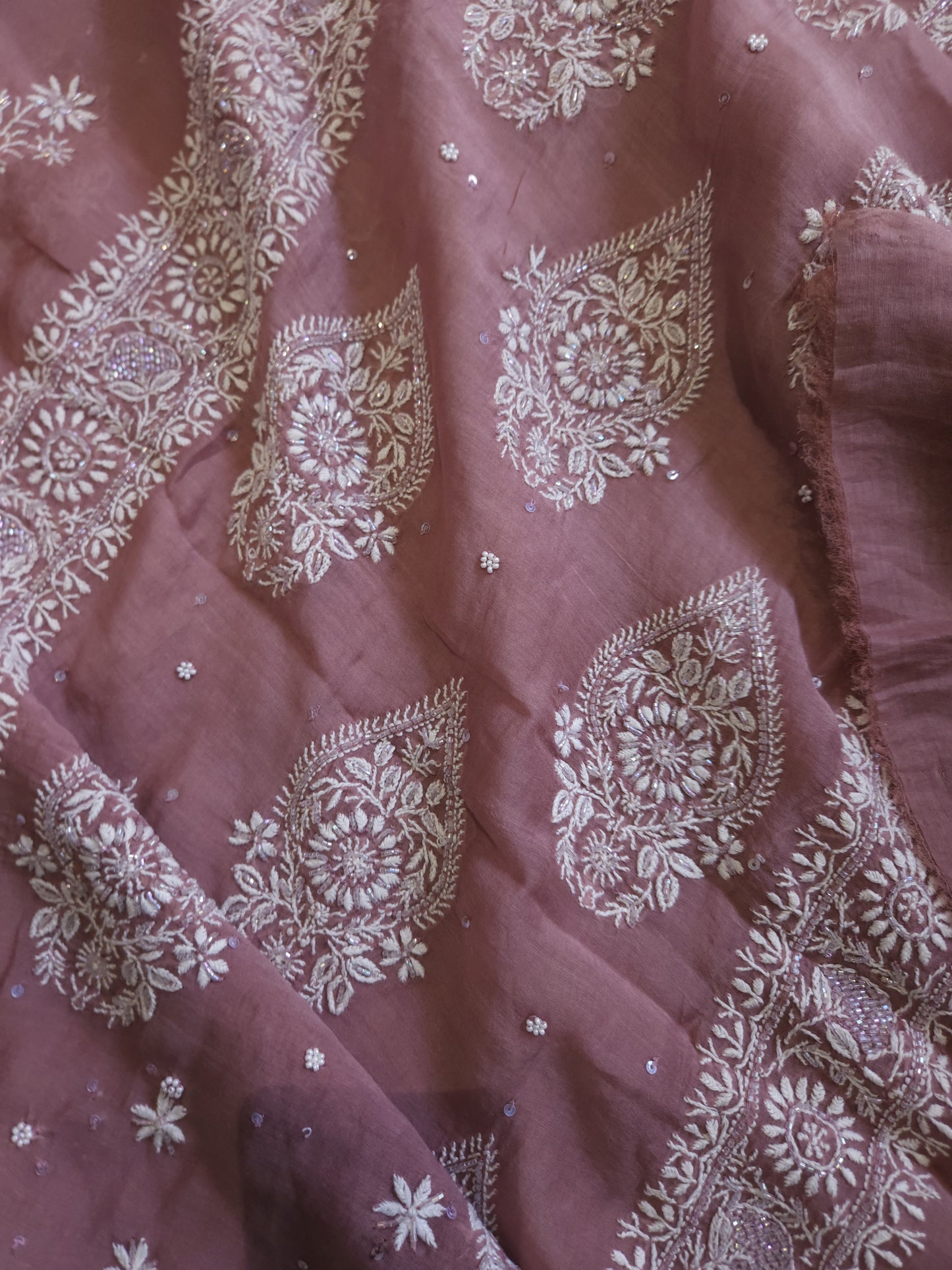 Malmal Chanderi 2-Piece Set (Brownish Purple)