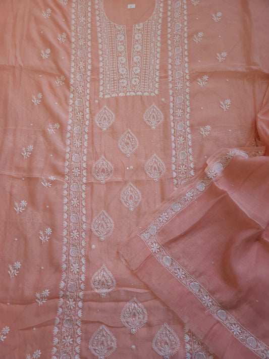 Malmal Chanderi 2-Piece Set (Peach)