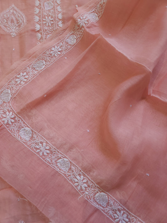 Malmal Chanderi 2-Piece Set (Peach)