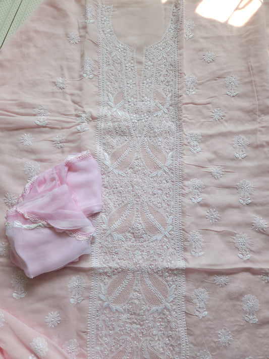 Soft Cotton Voil 3-Piece Suit (Baby Pink) (PS005)
