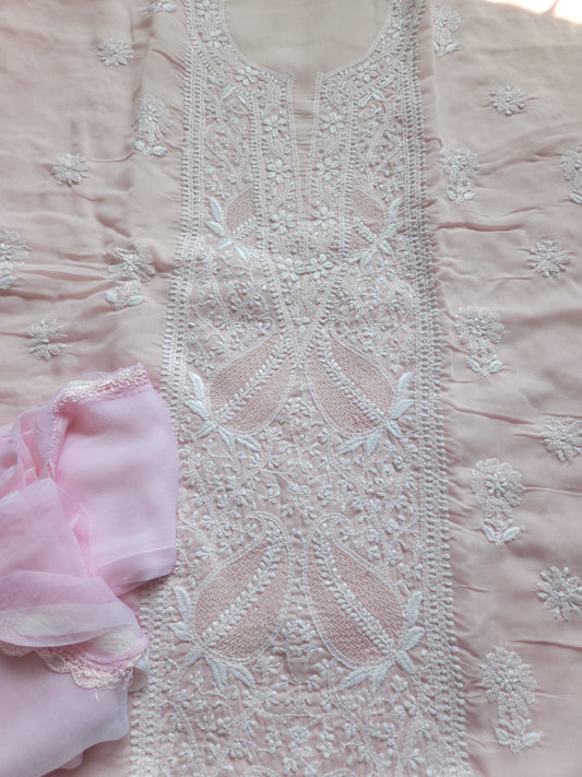 Soft Cotton Voil 3-Piece Suit (Baby Pink) (PS005)