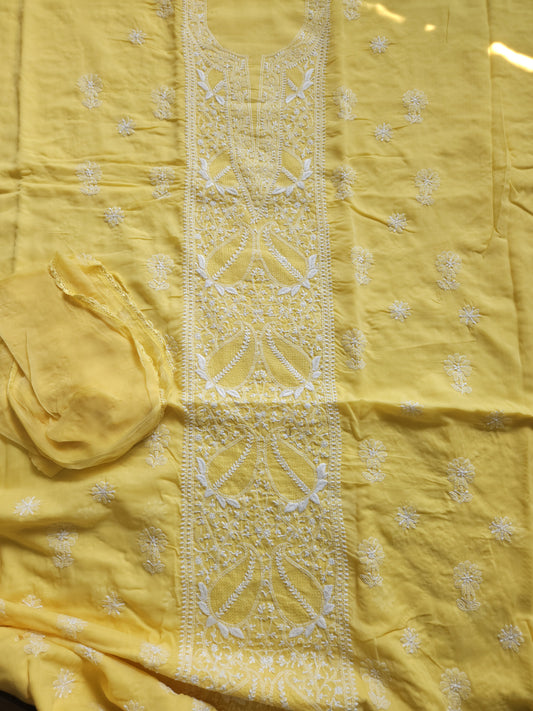 Soft Cotton Voil 3-Piece Suit (Yellow) (PS008)