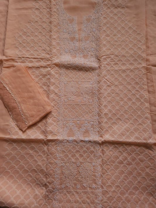 Soft Cotton Voil 3-Piece Suit (Peach) (PS011)