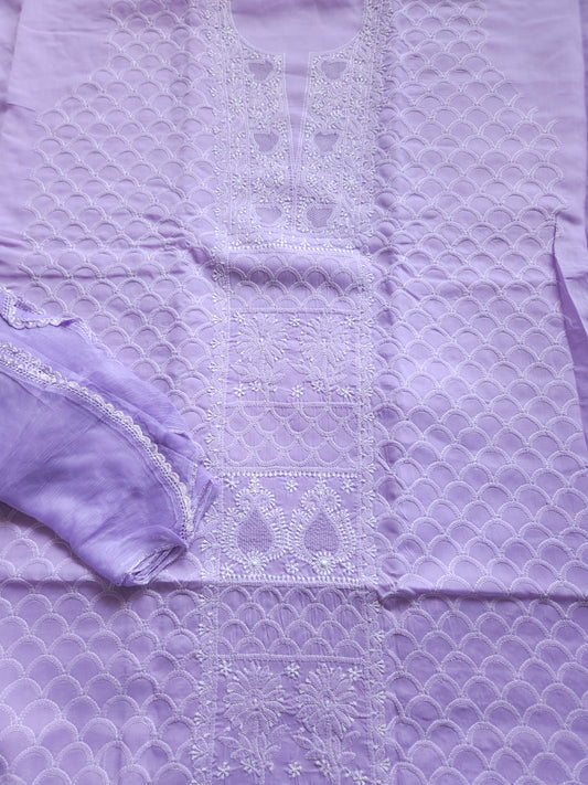 Soft Cotton Voil 3-Piece Suit (Purple) (PS013)