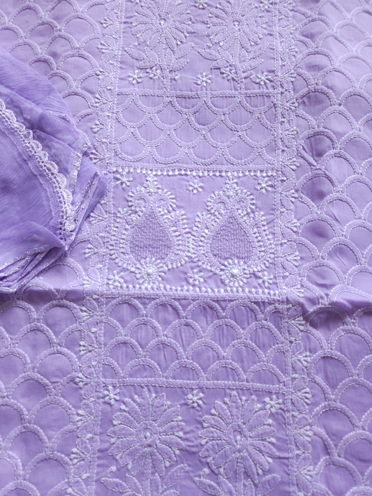 Soft Cotton Voil 3-Piece Suit (Purple) (PS013)
