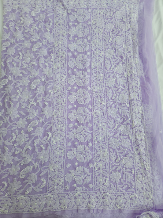 Semi Georgette Saree (Purple) (PS019)