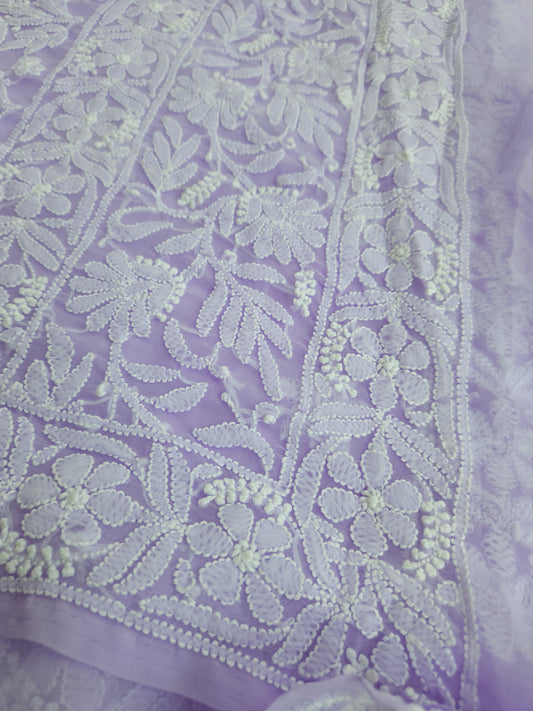 Semi Georgette Saree (Purple) (PS019)
