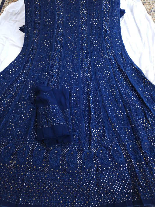 Viscose Georgette 2-Piece Anarkali Set (Royal Blue) (PS021)