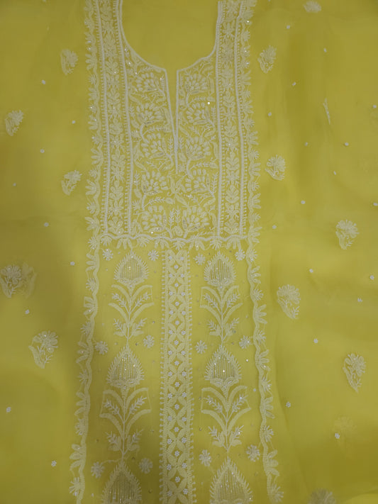 Pure Organza Silk 2-Piece Suit Set (Mango Yellow) (PS028)