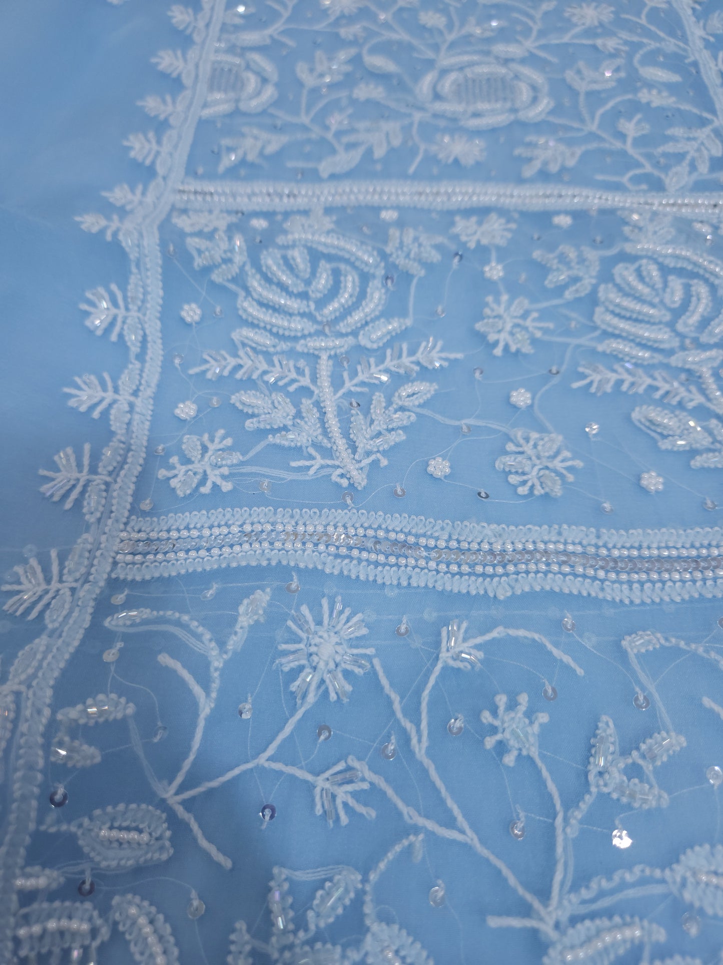 Pure Organza Silk 2-Piece Suit Set (Ice Blue) (PS026)