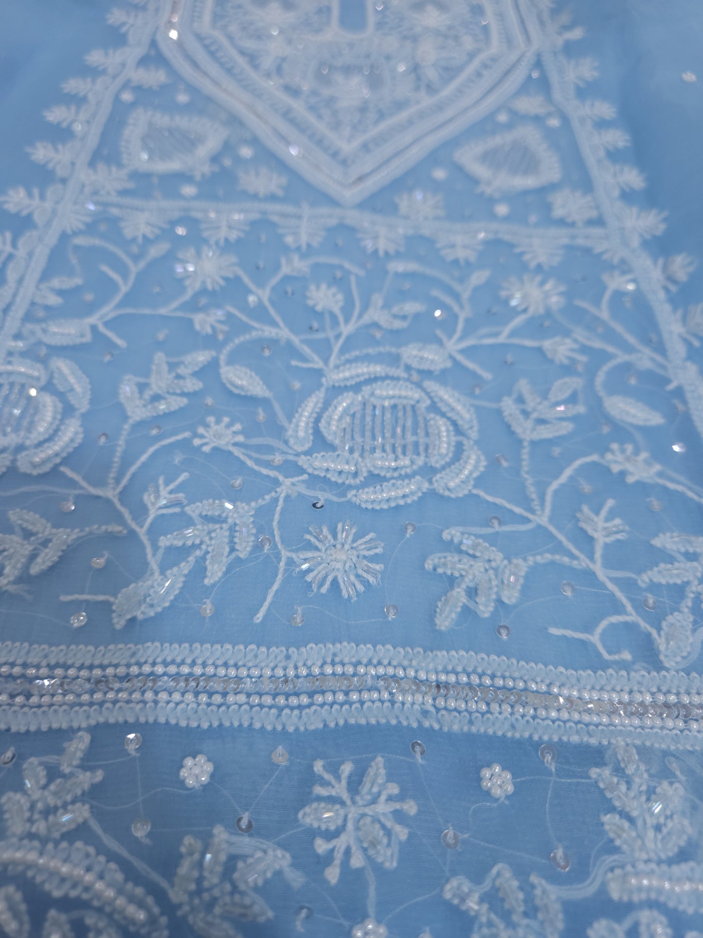 Pure Organza Silk 2-Piece Suit Set (Ice Blue) (PS026)