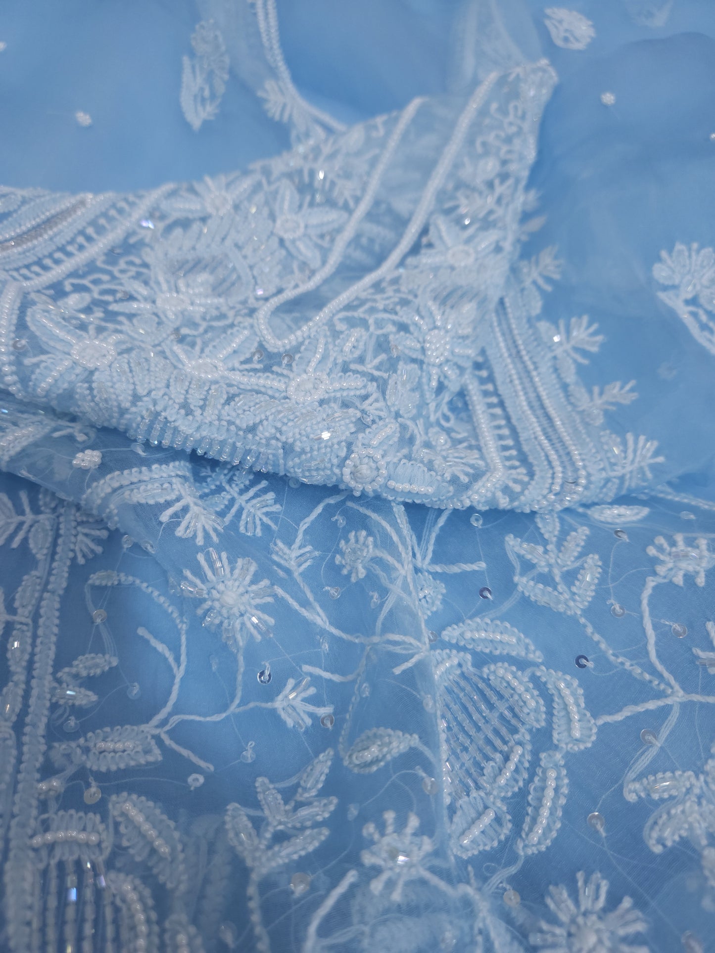 Pure Organza Silk 2-Piece Suit Set (Ice Blue) (PS026)