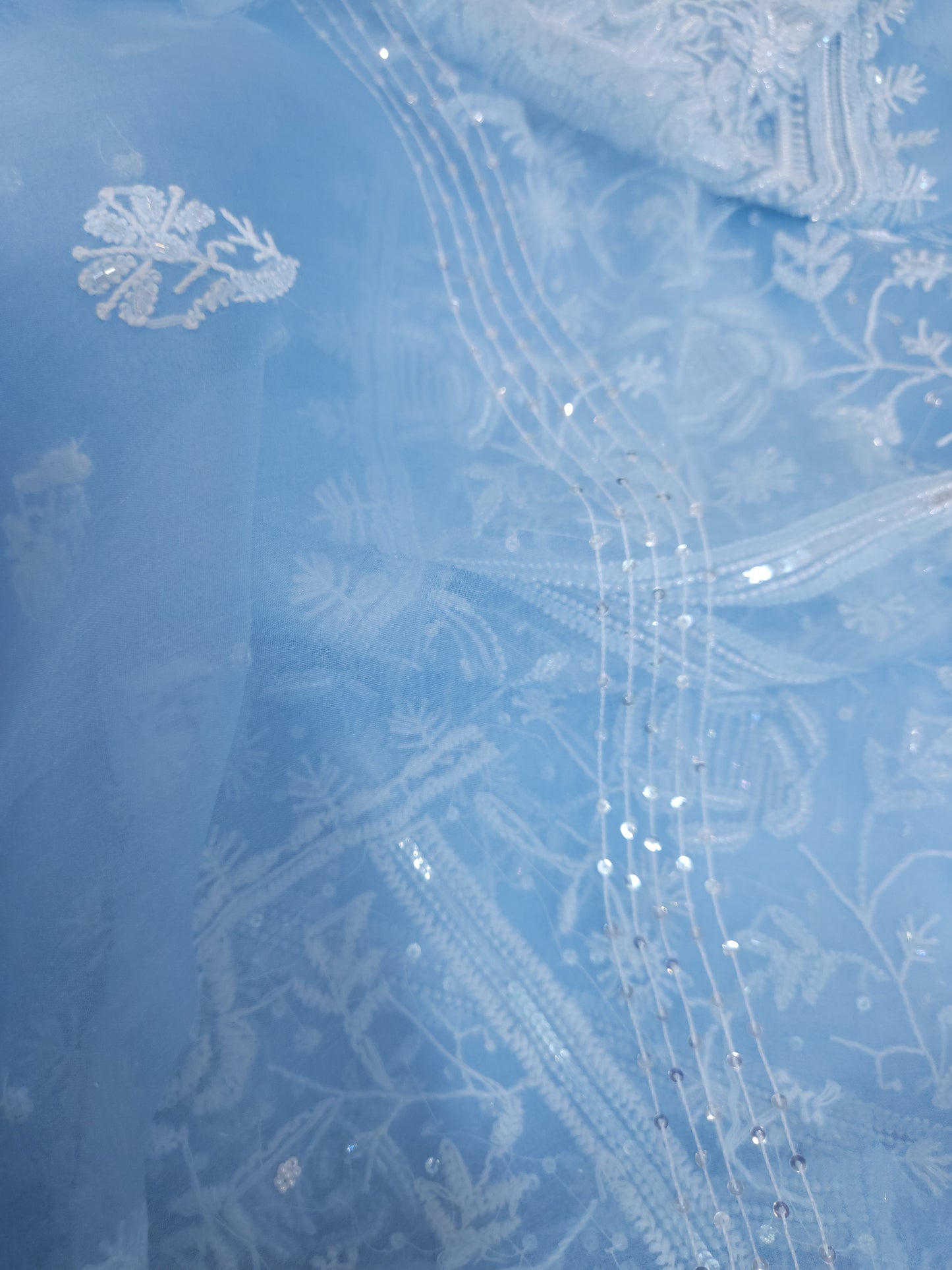 Pure Organza Silk 2-Piece Suit Set (Ice Blue) (PS026)