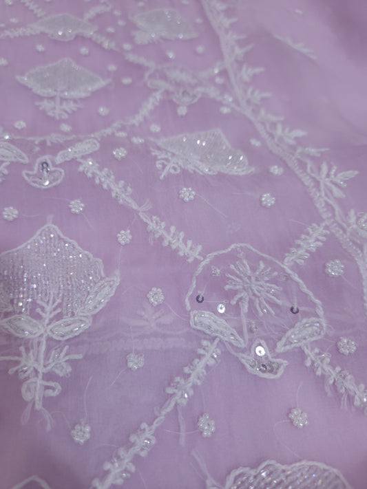 Pure Organza Silk 2-Piece Suit Set (Lavender) (PS030)